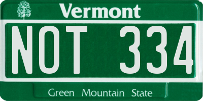 VT license plate NOT334