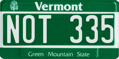 VT license plate NOT335
