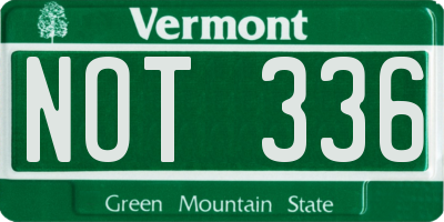 VT license plate NOT336
