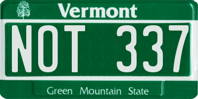 VT license plate NOT337