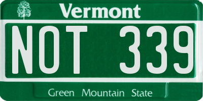 VT license plate NOT339
