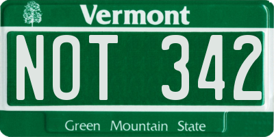 VT license plate NOT342