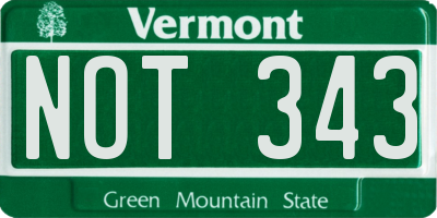 VT license plate NOT343