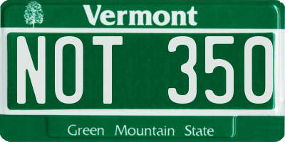 VT license plate NOT350
