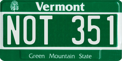 VT license plate NOT351