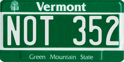 VT license plate NOT352