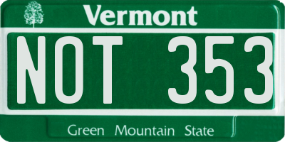 VT license plate NOT353
