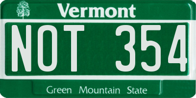 VT license plate NOT354
