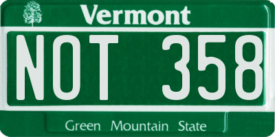 VT license plate NOT358