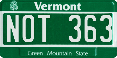 VT license plate NOT363