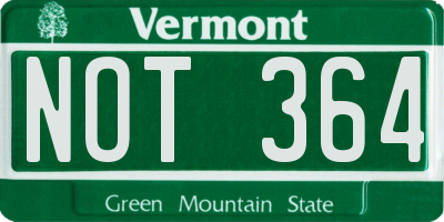 VT license plate NOT364