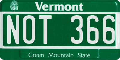 VT license plate NOT366