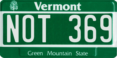 VT license plate NOT369