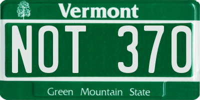 VT license plate NOT370