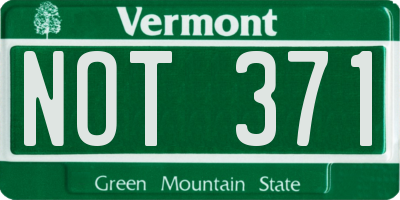 VT license plate NOT371