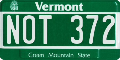 VT license plate NOT372