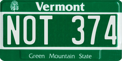 VT license plate NOT374