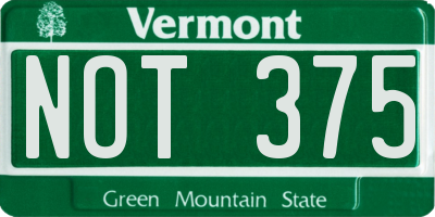 VT license plate NOT375