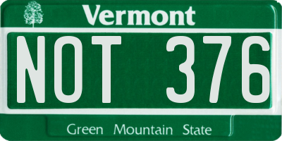 VT license plate NOT376