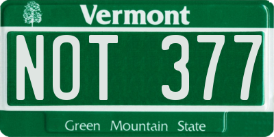 VT license plate NOT377