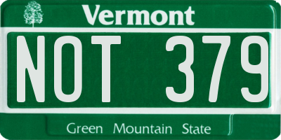 VT license plate NOT379