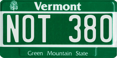 VT license plate NOT380