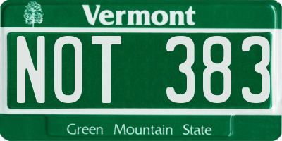 VT license plate NOT383