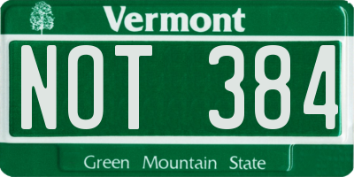 VT license plate NOT384