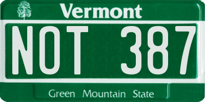 VT license plate NOT387