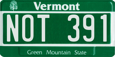 VT license plate NOT391