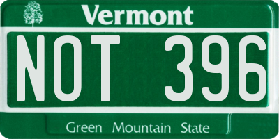 VT license plate NOT396