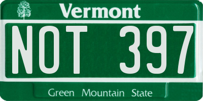 VT license plate NOT397