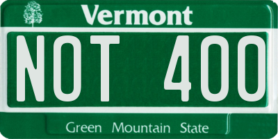 VT license plate NOT400