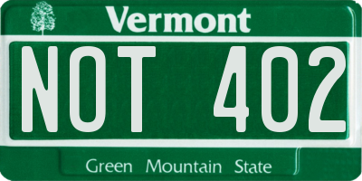 VT license plate NOT402