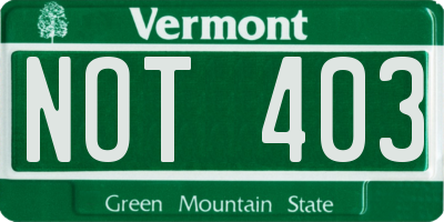VT license plate NOT403