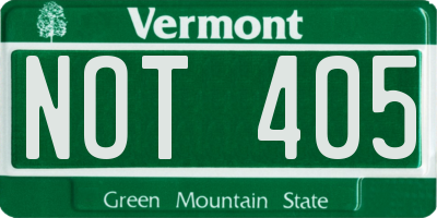 VT license plate NOT405