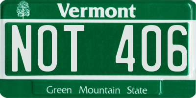 VT license plate NOT406