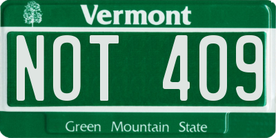 VT license plate NOT409