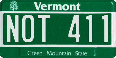 VT license plate NOT411