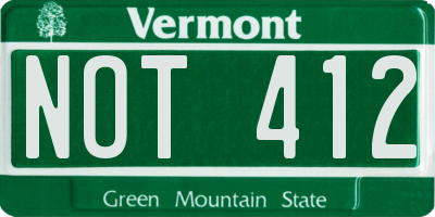 VT license plate NOT412