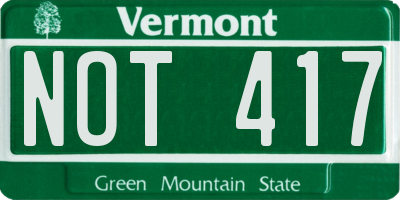 VT license plate NOT417