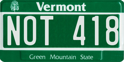 VT license plate NOT418