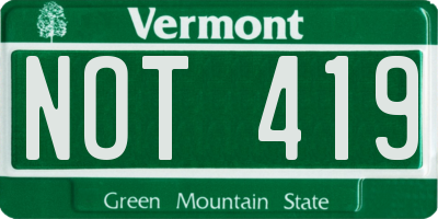 VT license plate NOT419