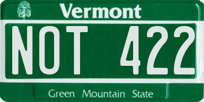 VT license plate NOT422