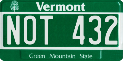 VT license plate NOT432