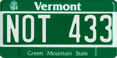 VT license plate NOT433