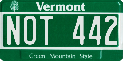 VT license plate NOT442