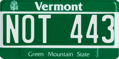 VT license plate NOT443