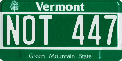 VT license plate NOT447