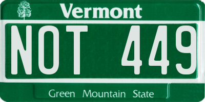 VT license plate NOT449